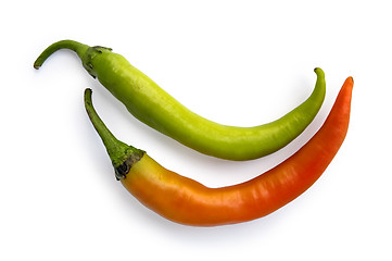 Image showing Two pods of hot pepper