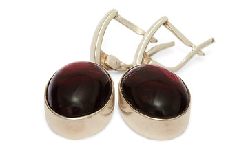 Image showing Silver Earrings with Garnet isolated