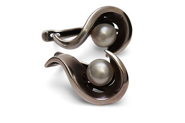 Image showing Silver Earrings with Pearl isolated