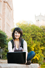 Image showing Mixed race college student with laptop