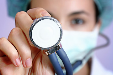 Image showing Young doctor with stethoscope.