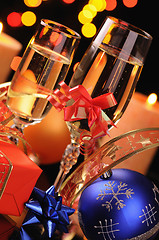 Image showing Wineglasses with a champagne