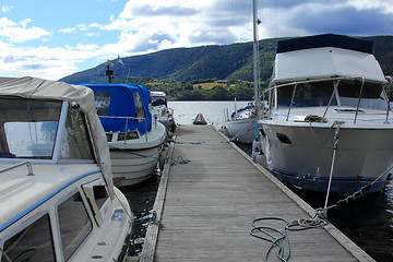 Image showing Small boats by the marina.