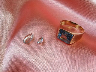 Image showing Aquamarine ring and gems