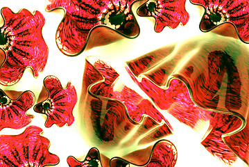 Image showing red glass kaleidoscope floats