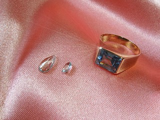 Image showing Aquamarine ring and gems (with sparkle)