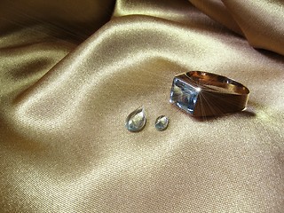 Image showing Aquamarine ring and gems (with sparkle)