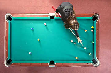 Image showing Pool table from above