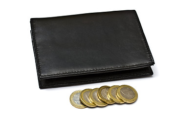 Image showing Black wallet with eruo coins 