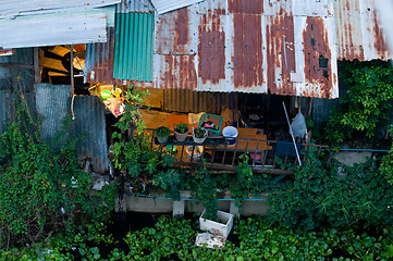 Image showing Slum along a canal in Bangkok