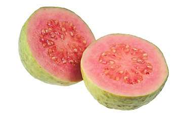 Image showing Two halves pink guava