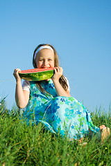 Image showing A bite from watermelon