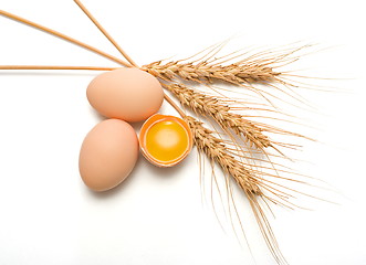 Image showing Eggs and wheat ear