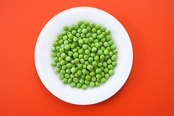 Image showing Green peas in plate