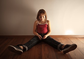 Image showing Girl listening music