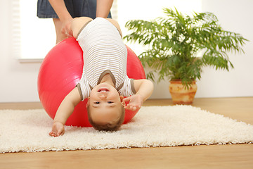 Image showing Baby boy on big ball