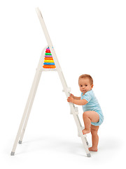 Image showing Baby boy on ladder