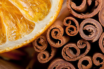 Image showing Cinnamon and dried Orange