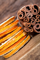 Image showing Cinnamon and dried Orange