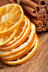 Image showing Cinnamon and dried Orange