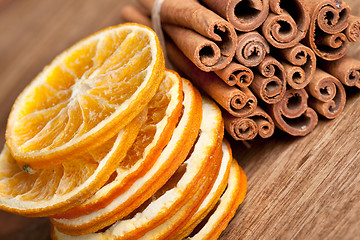 Image showing Cinnamon and dried Orange