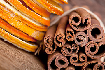 Image showing Cinnamon and dried Orange