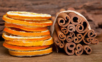 Image showing Cinnamon and dried Orange