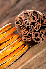 Image showing Cinnamon and dried Orange