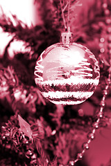 Image showing Christmas ornaments on tree.