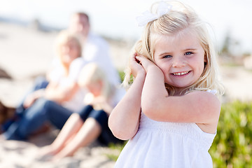 Image showing Adorable Little Blonde Girl Having Fun At the Beach