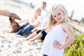 Image showing Adorable Little Blonde Girl Having Fun At the Beach