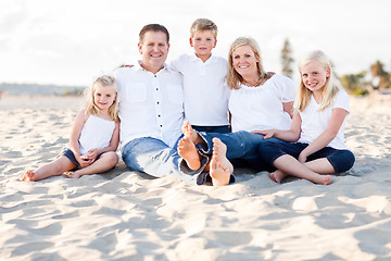 Image showing Happy Caucasian Family Portrait at the Beach