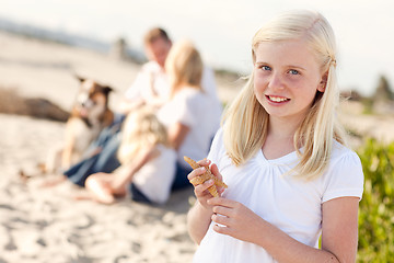 Image showing Adorable Little Blonde Girl with Starfish