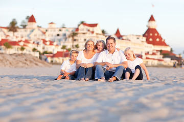 Image showing Happy Caucasian Family in Front of Hotel Del Coronado