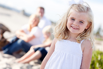 Image showing Adorable Little Blonde Girl Having Fun At the Beach