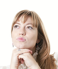 Image showing Beautiful woman thinking