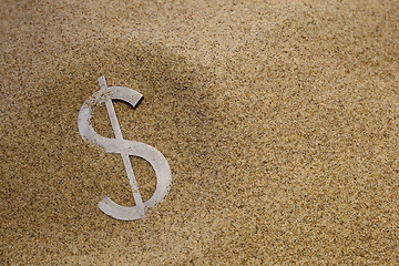 Image showing dollar in desert sand