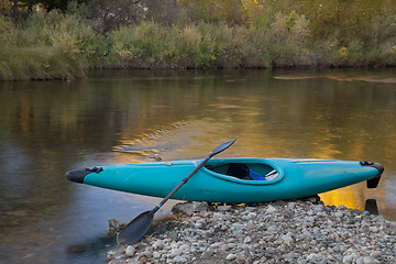 Image showing blue whitewater kayak