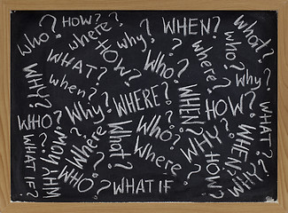 Image showing questions on blackboard