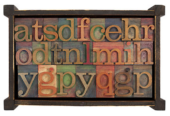 Image showing alphabet in rusti wooden box