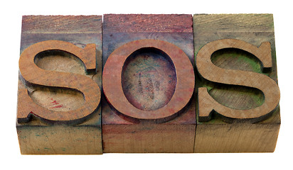 Image showing sos sign in letterpress type