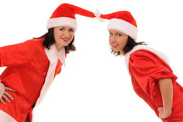 Image showing two women santa