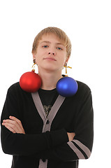 Image showing teenager with christmas decoration