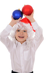 Image showing child in a hat santa claus