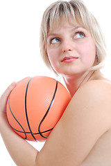 Image showing beautiful blond woman with a ball