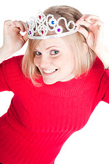 Image showing Portrait of beautiful woman with crown
