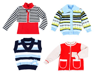 Image showing Collage from four warm sweaters