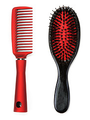 Image showing Collage massage black and red comb