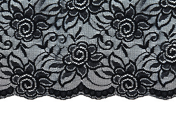 Image showing Black lace with pattern with form flower