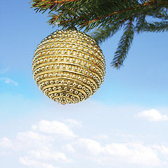 Image showing christmas bauble and blue sky